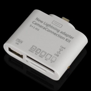 New 5 in 1 Camera Connection Kit USB TF SD Card Reader for iPad 4 / iPad Mini (Lightning 8-pin connector)