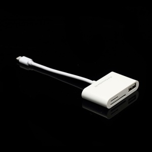 3 in 1 8 Pin Lightning SD / Micro SD Card Reader Camera Connection Kit w/ Cable for iPad Mini iPad 4 (with Paper Box)