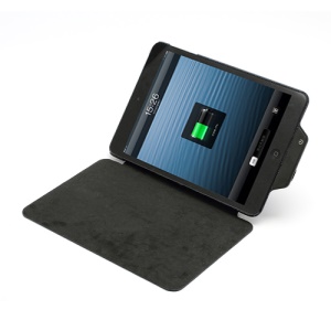 7000mAh External Backup Battery Charger Leather Flip Case Stand for iPad Mini - Black
