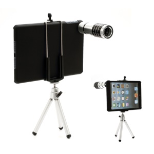 12X Zoom Telescope Telephoto Lens+ Tripod + Hard Case for iPad Mini