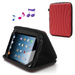 Protective Leather Case Bag with Speaker for iPad Mini / 7 Inch Tablet PC - Red