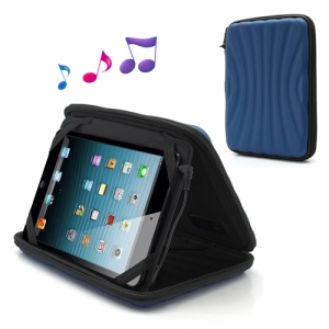 Strong Leather Case Cover Bag with Speaker for iPad Mini / 7 Inch Tablet PC - Blue