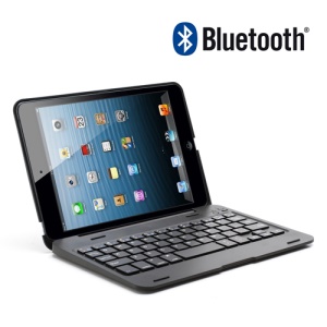 Foldable Plastic and Aluminum Bluetooth 3.0 Keyboard Case for iPad Mini - Black