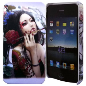Devil Spirit Girl Series iPhone 4 Faceplate Case Protector (Beauty & Brush Pen)