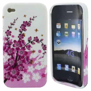 Plum Blossom TPU Gel Case Cover for iPhone 4 4S