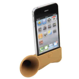 Unique Silicone Horn Stand Holder Amplifier Speaker for iPhone 4 4S (with Packing)