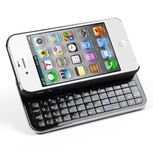 Ultra-thin Slide-out Wireless Bluetooth Keyboard with Hard Case for iPhone 4 4S