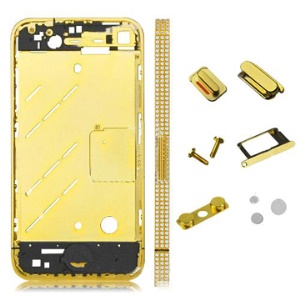 Golden Metal Rhinestone Middle Plate with Small Parts for iPhone 4 4G