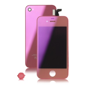 Plated Mirror LCD Screen Digitizer Back Housing Color Conversion Kit for Verizon iPhone 4 - Pink