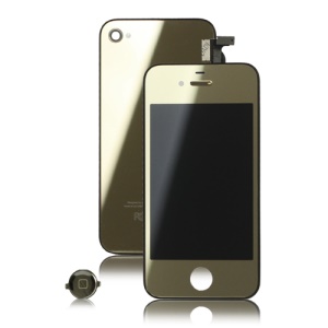 Plated Mirror Verizon iPhone 4 Conversion Kit (LCD Assembly + Housing + Home Button) - Gold