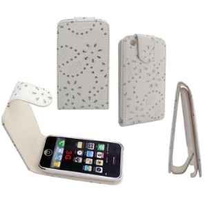 Flashlight Powder Vertical Magnetic Flip Leather Case for iPhone 3GS & 3GS