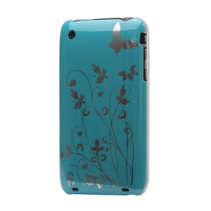 Floral Butterfly Hard Case for iPhone 3G 3GS - Blue