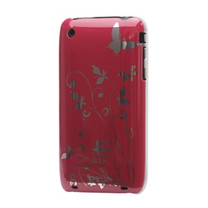 Floral Butterfly Hard Case for iPhone 3G 3GS - Red