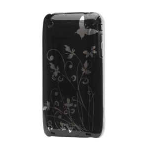 Floral Butterfly Hard Case for iPhone 3G 3GS - Black