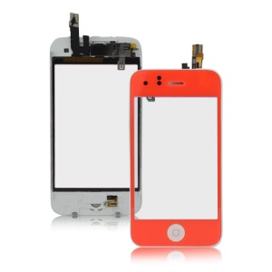 iPhone 3GS Touch Screen Digitizer with Home Button Bezel Earpiece ect - Red Orange
