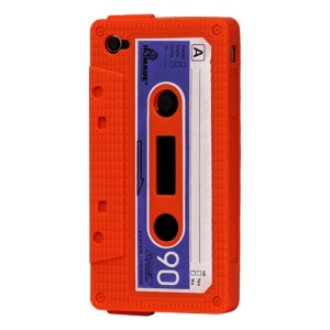 Cassette Tape Silicone Case for iPhone 4 4S - Orange