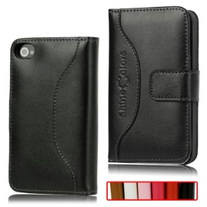 Soft Wallet Style Genuine Leather Case with Magnetic Flip for iPhone 4