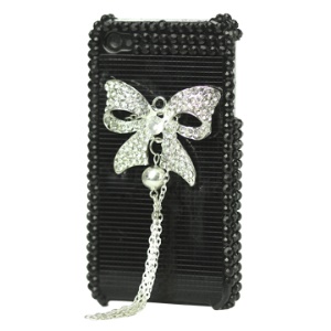 Bling Bowknot Swarovski Rhinestone Case for iPhone 4 4S (All Versions) - Black