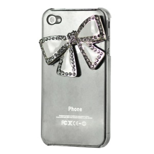 Rhinestone Bowknot Crystal Bling Case Cover for iPhone 4 4S (All Versions) - Transparent