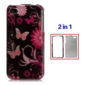 Snap-on Butterfly Flora Hard Case for iPhone 4 4S
