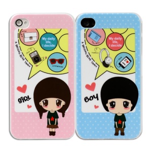 2 PCS Enjoy Daily Life Couple Hard Cases for iPhone 4
