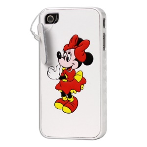 Cute Genuine Leather Hard Case for iPhone 4 - Minnie Mouse