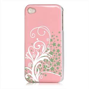 Beautiful Phoenix Flowers Lacquered Hard Case for iPhone 4 - Pink