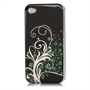 Beautiful Phoenix Flowers Lacquered Hard Case for iPhone 4 - Black