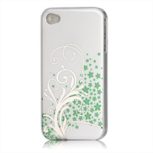 Beautiful Phoenix Flowers Lacquered Hard Case for iPhone 4 - White