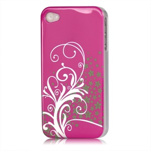 Beautiful Phoenix Flowers Lacquered Hard Case for iPhone 4 - Rose