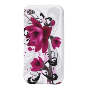 Flowers Pattern TPU Skin Cover for iPhone 4 4S