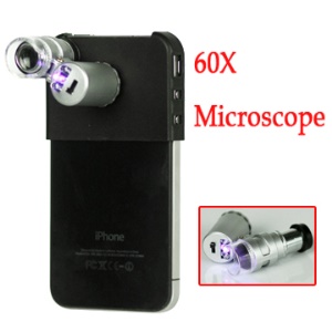 Mini 60X Magnifier Microscope for iPhone 4 (2 LEDs, 1 UV Light)