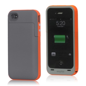 2000mAh External Backup Battery Charger Case for iPhone 4 4S - Orange / Grey
