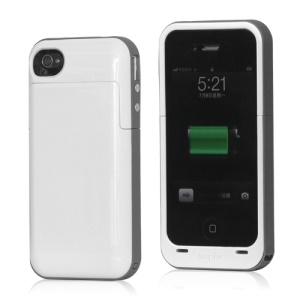 2000mAh External Battery Charger Case for iPhone 4 4S - Grey / White