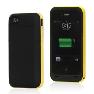 2000mAh External Backup Battery Charger Case for iPhone 4 4S - Yellow / Black