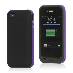 2000mAh External Backup Battery Charger Case for iPhone 4 4S - Purple / Black