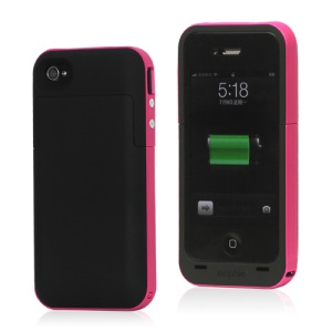 2000mAh External Backup Battery Charger Case for iPhone 4 4S - Rose / Black