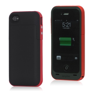 2000mAh External Backup Battery Charger Case for iPhone 4 4S - Red / Black