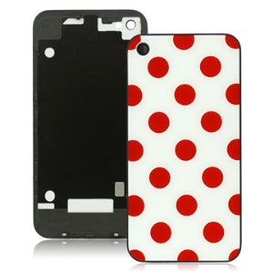 iPhone 4 Housing Back Cover with Red Circle Dots and White Background