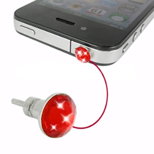 iPhone 4 Crystal Earphone Jack Anti-dust Plug Stopper and Sim Card Eject Pin (AT&T Verizon) - Red
