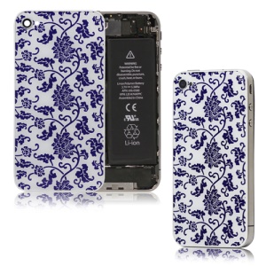 Blue and White Porcelain Glass Back Cover Housing for iPhone 4