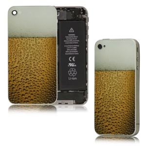 Bubble Limpid Beer Glass Back Cover Housing Replacement for iPhone 4