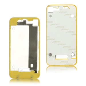 Plastic Frame Bezel for iPhone 4 Back Cover Housing - Yellow