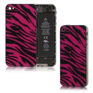 Zebra Glass iPhone 4 Back Cover Housing Replacement - Black / Red