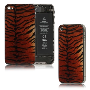Glass Siberian Tiger Skin Back Housing Battery Cover for iPhone 4