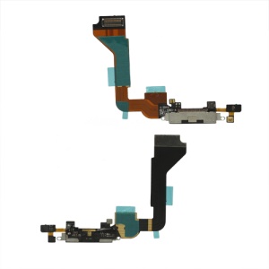 Dock Connector Circuit Charging Port Flex Cable for iPhone 4 (High Quality) - Black