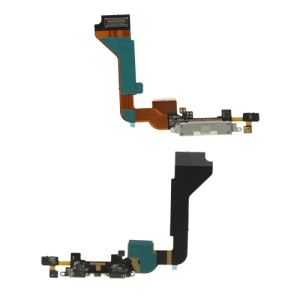 Dock Connector Charging Port Flex Cable for iPhone 4 4G (High Quality) - White