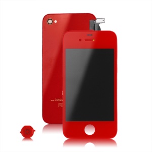Colored iPhone 4 Conversion Kit (LCD Assembly + Back Housing + Home Button) - Red