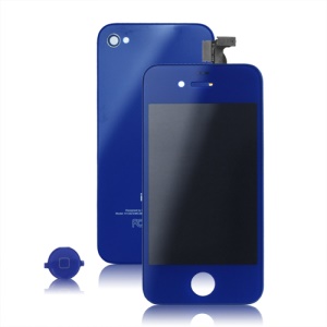 Colored iPhone 4 Conversion Kit (LCD Assembly + Back Cover + Home Button) - Dark Blue