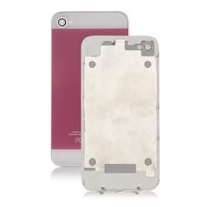 iPhone 5 Style Glass Housing Back Cover for iPhone 4 - White / Pink